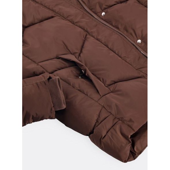 Dámská krátká prošívaná bunda hnědá