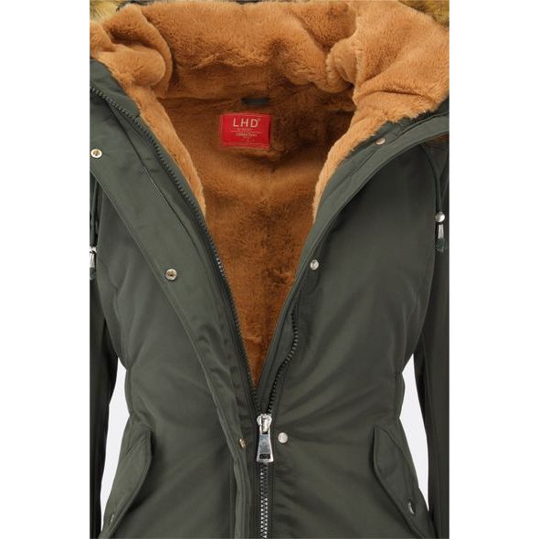 Zateplená dámska zimná bunda tmavozelená