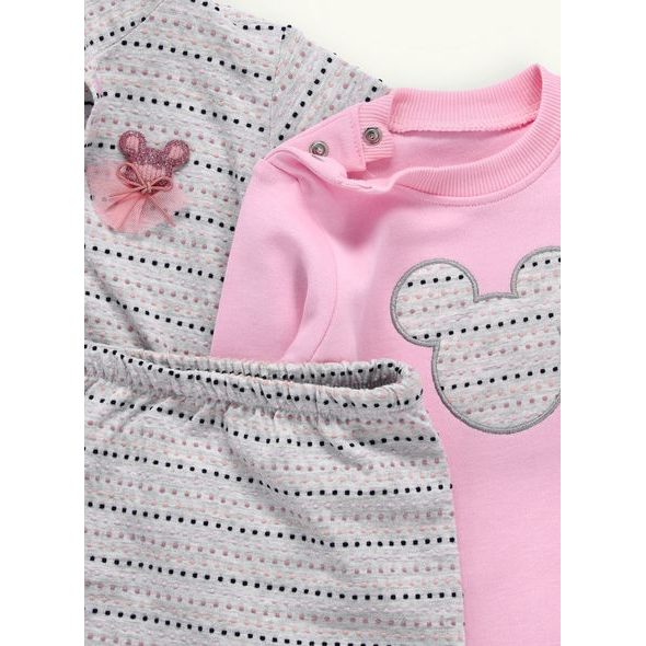 Kojenecká tečkovaná tepláková souprava šedo-růžová