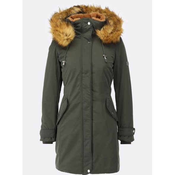 Zateplená dámska zimná bunda tmavozelená