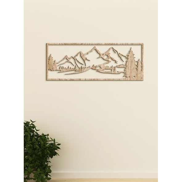 Dřevěný obraz hory