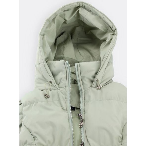 Dámska prešívaná vesta s kapucňou mentolová