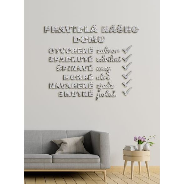 Drevený citát "Pravidlá nášho domu"