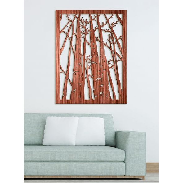 Dřevěný obrázek na stěně - silueta lesa