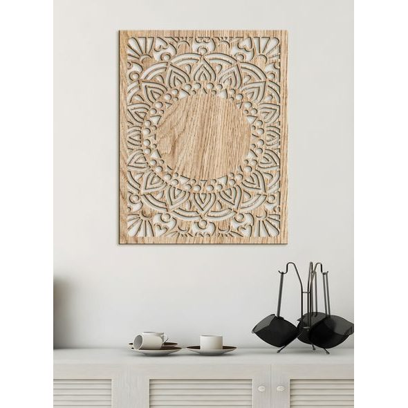 Dřevěná mandala sluneční květina