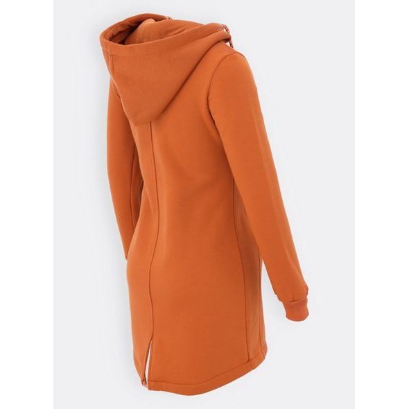 Predĺžená mikina s kapucňou tehlová