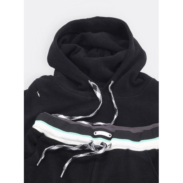 Dámská žebrovaná tepláková souprava s kapucí černá