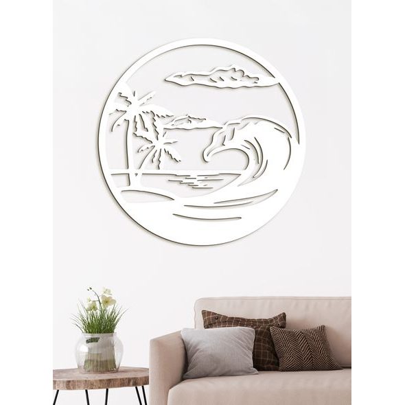 Dřevěný obraz na stěně pláže