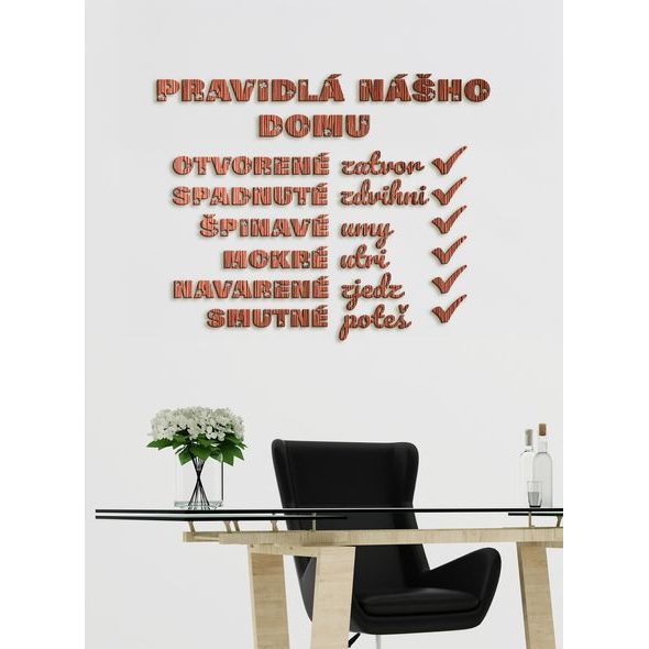 Drevený citát "Pravidlá nášho domu"