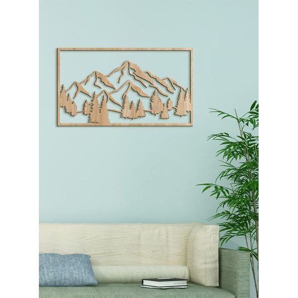 Dřevěná nástěnná malba Majestátní hory