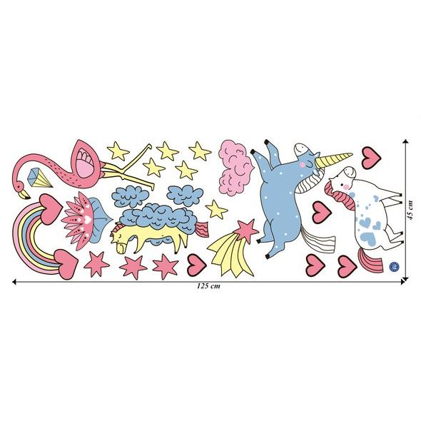 Farebný jednorožci s dúhou