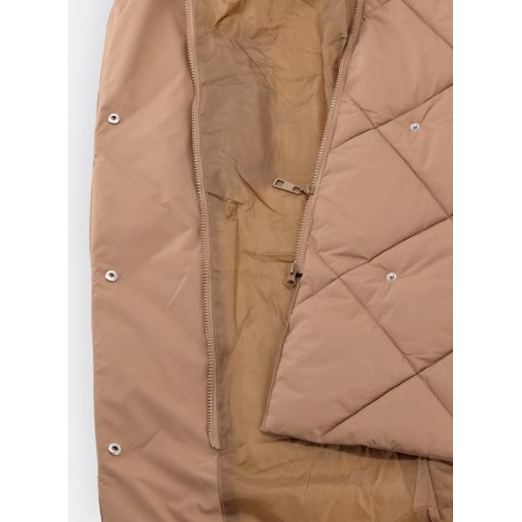 Dámska dlhá prešívaná vesta kamelová