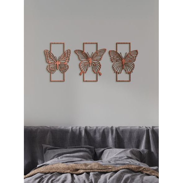 Trojdielna drevená dekorácia MOTÝLE