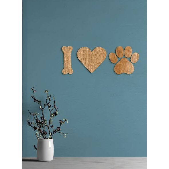 Drevený nápis "I ♥ DOG"