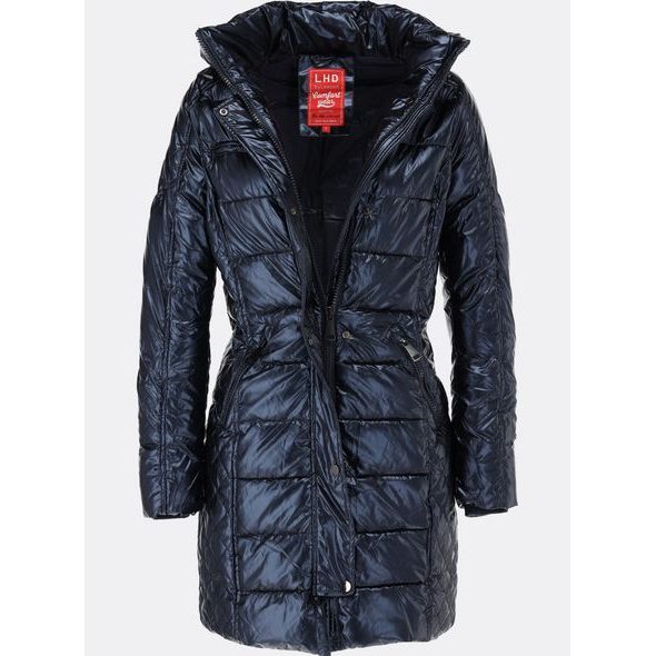 Dámská dlouhá prošívaná bunda tmavě modrá