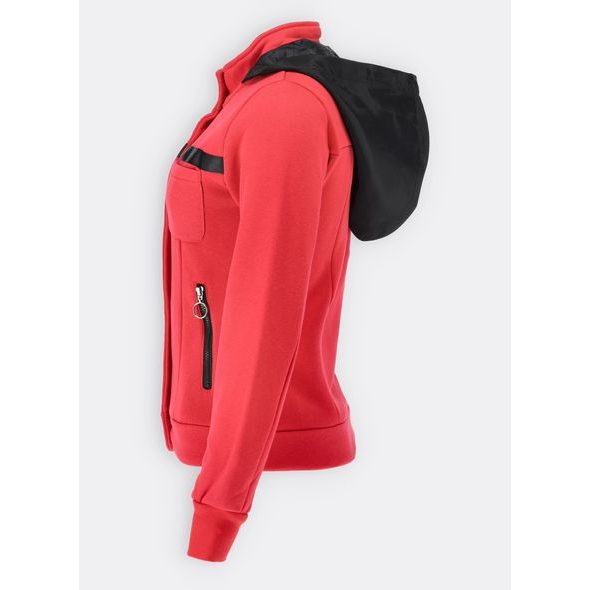 Dámska krátka mikina s kapucňou červená