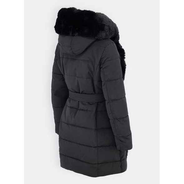 Dámska prešívaná bunda s opaskom čierna