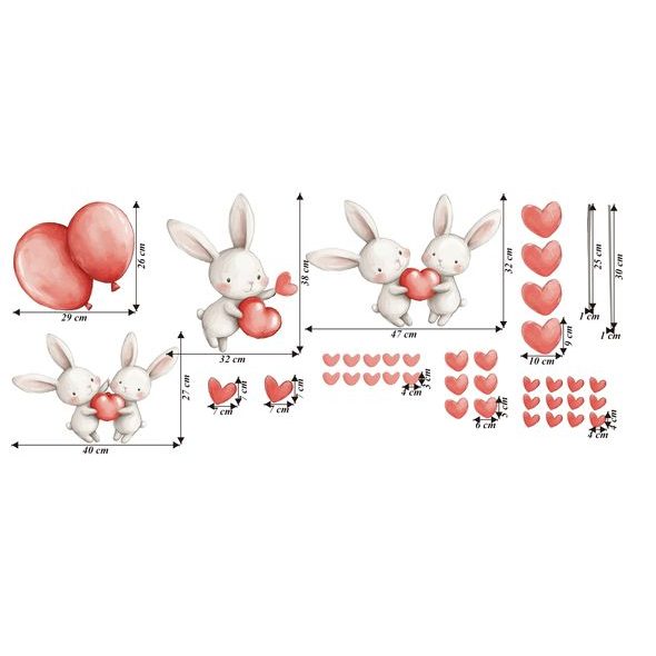 Zajačiky s balónikmi a srdiečkami