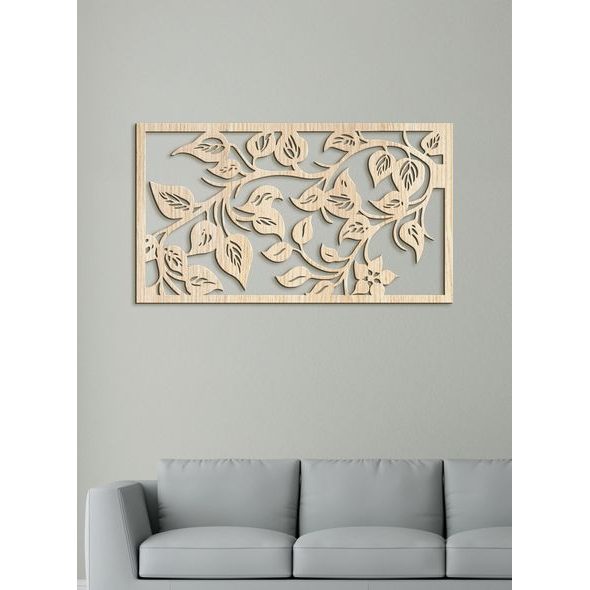 Dřevěný obraz na stěně Lístie