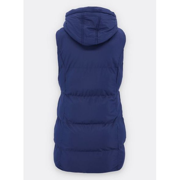 Dámská prošívaná vesta s kapucí tmavě modrá
