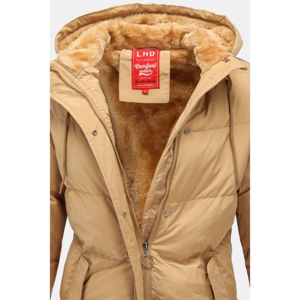 Dámska zimná bunda s kožušinovou podšívkou béžová