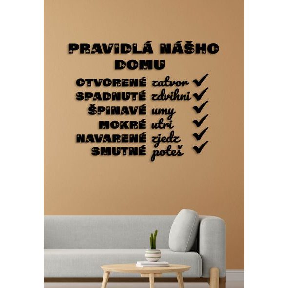 Drevený citát "Pravidlá nášho domu"