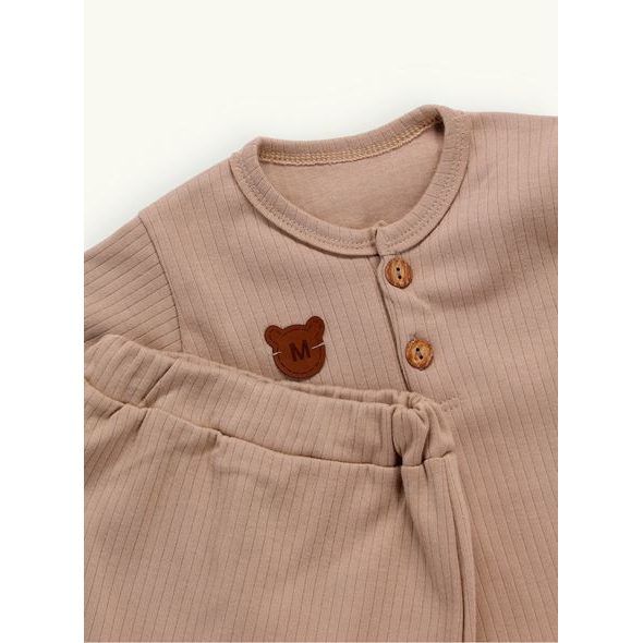 Dětské žebrované pyžamo béžové