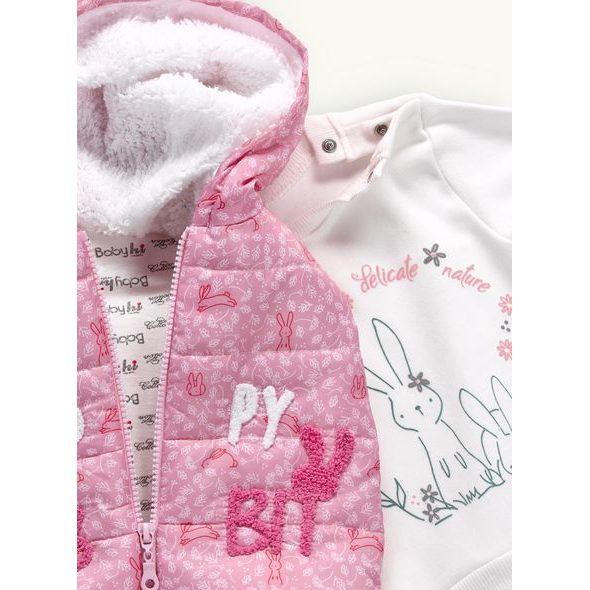 Dětská tepláková souprava ŠŤASTNÝ ZAJÍC růžová