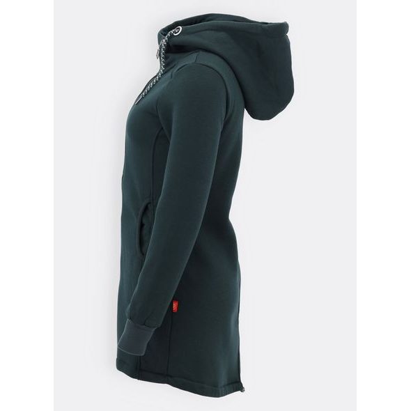 Predĺžená mikina s kapucňou tmavozelená