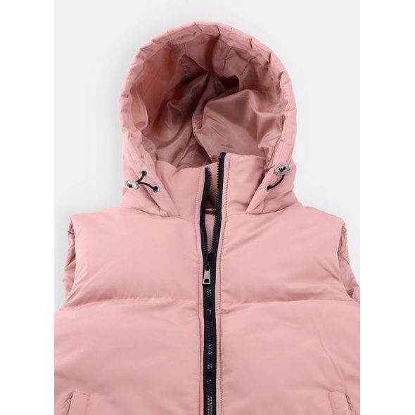 Dámská krátká prošívaná vesta pudrová