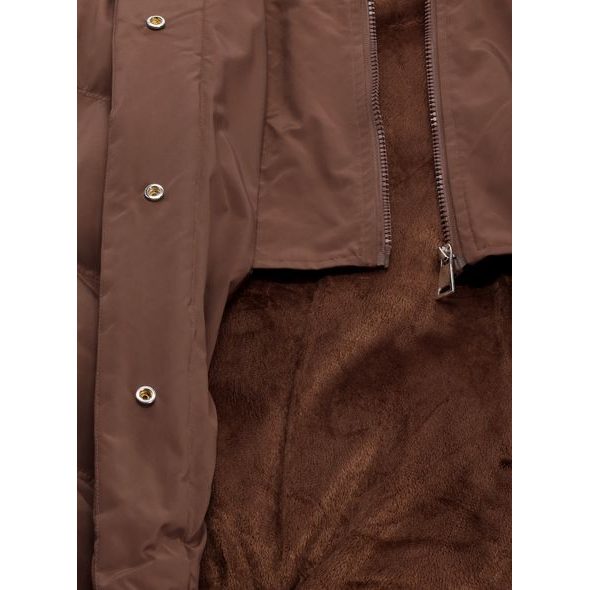 Dámská prošívaná vesta s kapucí hnědá