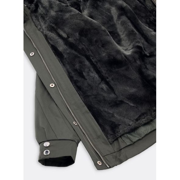 Dámská zimní bunda s kožešinou khaki