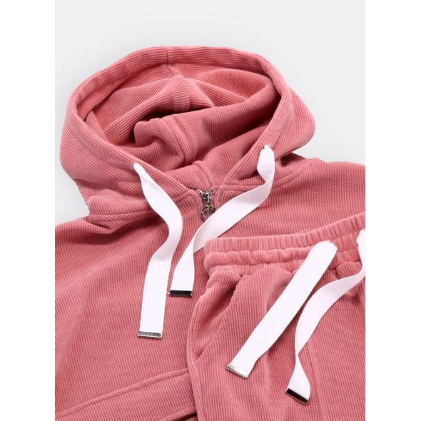 Dámské žebrované tepláky růžové