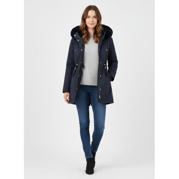 DÁMSKA ZIMNÁ BUNDA TMAVOMODRÁ