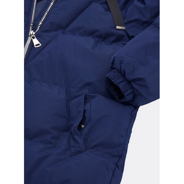 Dámska dlhá  zimná bunda s kapucňou tmavomodrá