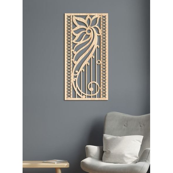 Dřevěná květinová mandala na zeď