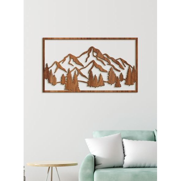 Dřevěná nástěnná malba Majestátní hory