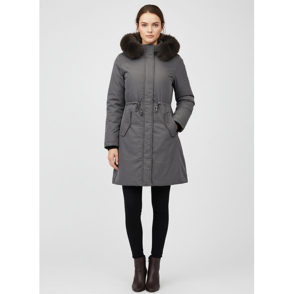 DÁMSKÁ OBOUSTRANNÁ BUNDA TMAVĚ ZELENO-ČERNÁ