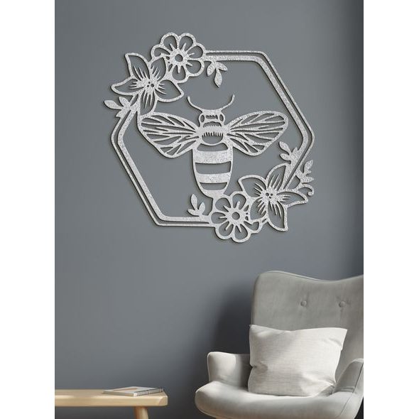 Dřevěný obraz Včela s květinami