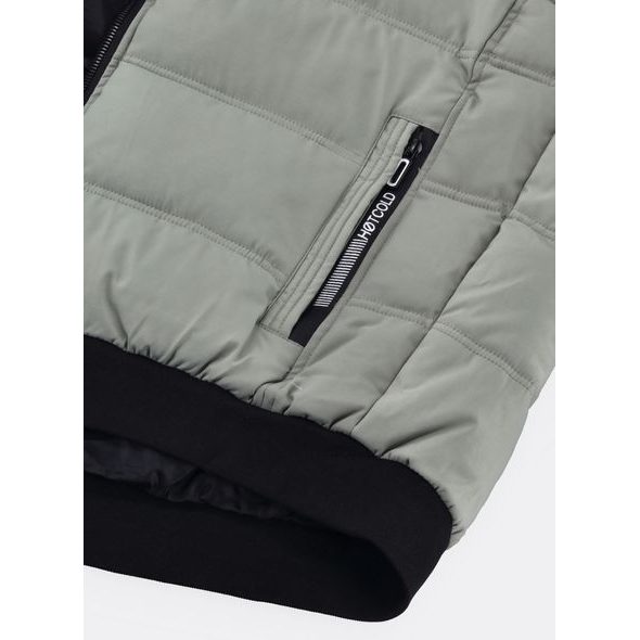 Pánska prešívaná vesta s kapucňou svetlozelená