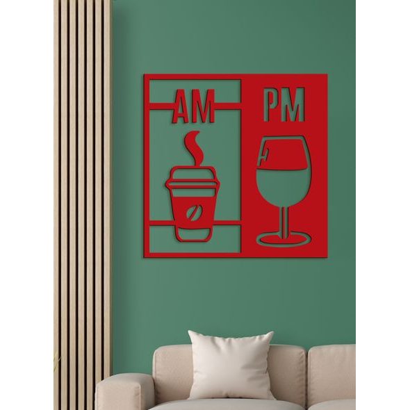 Drevená dekorácia Deň začína kávou a končí vínom