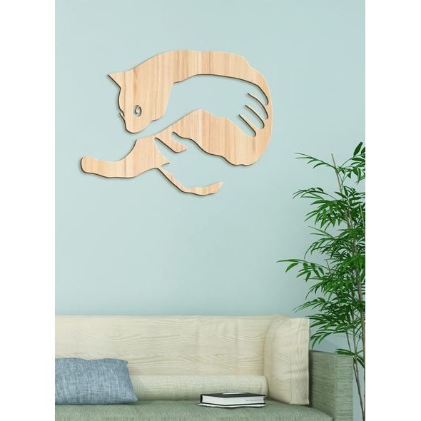 Drevený obraz na stenu mačka v náručí