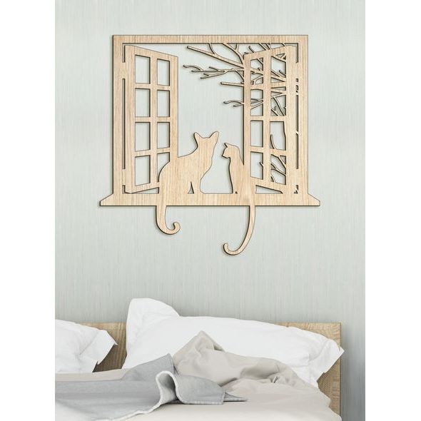 Dřevěná dekorace kočky