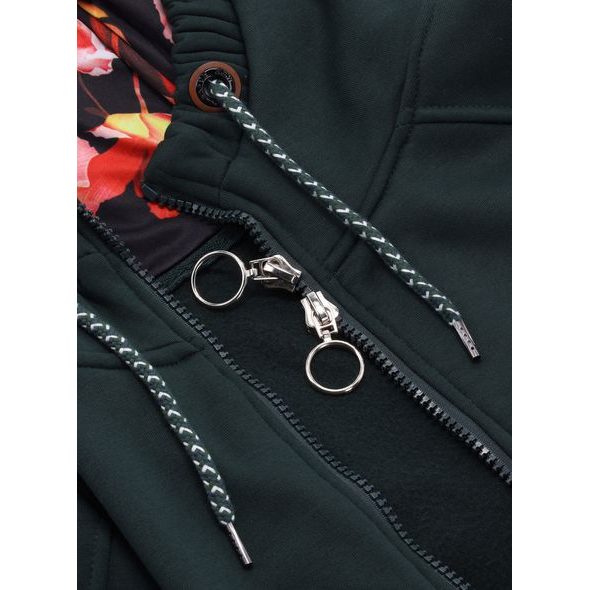 Dámska predĺžená mikina s kapucňou smaragdovozelená