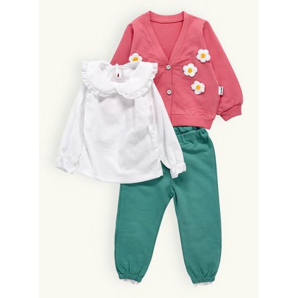 Dětská souprava MARGARETKA starorůžovo-zelená