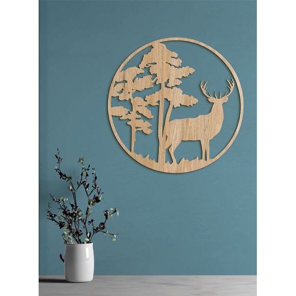 Dřevěný obraz Silueta jelena