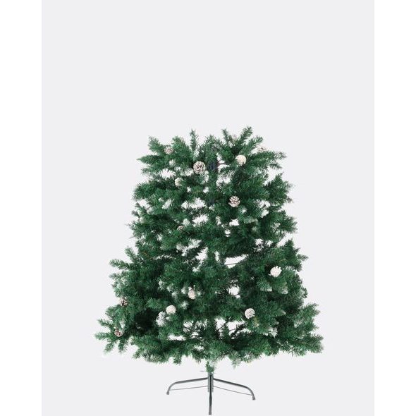 Umělý vánoční stromek Smrk Rysy - zasněžený s borovicovými šiškami