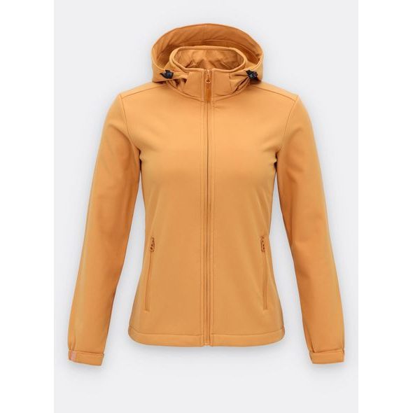 DÁMSKA SOLFŠELOVÁ BUNDA S KAPUCŇOU ŠAFRÁNOVO-ŽLTÁ