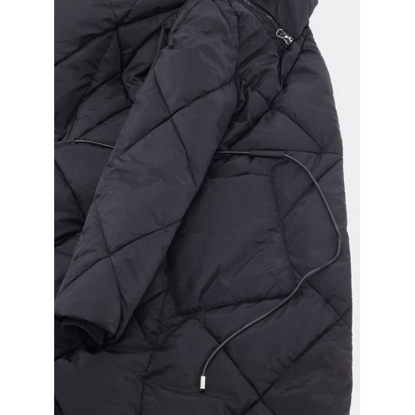 Dámská dlouhá prošívaná bunda s kapucí černá