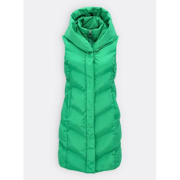 DÁMSKÁ PROŠÍVANÁ VESTA S KAPUCÍ ZELENÁ